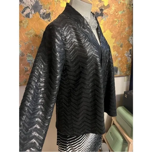 BNWT Dolce Cabo Sequined Chevron Blazer XL - Picture 2 of 13